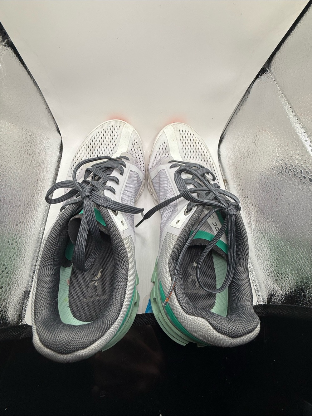 On Running Women’s Gray and Mint Running Shoes